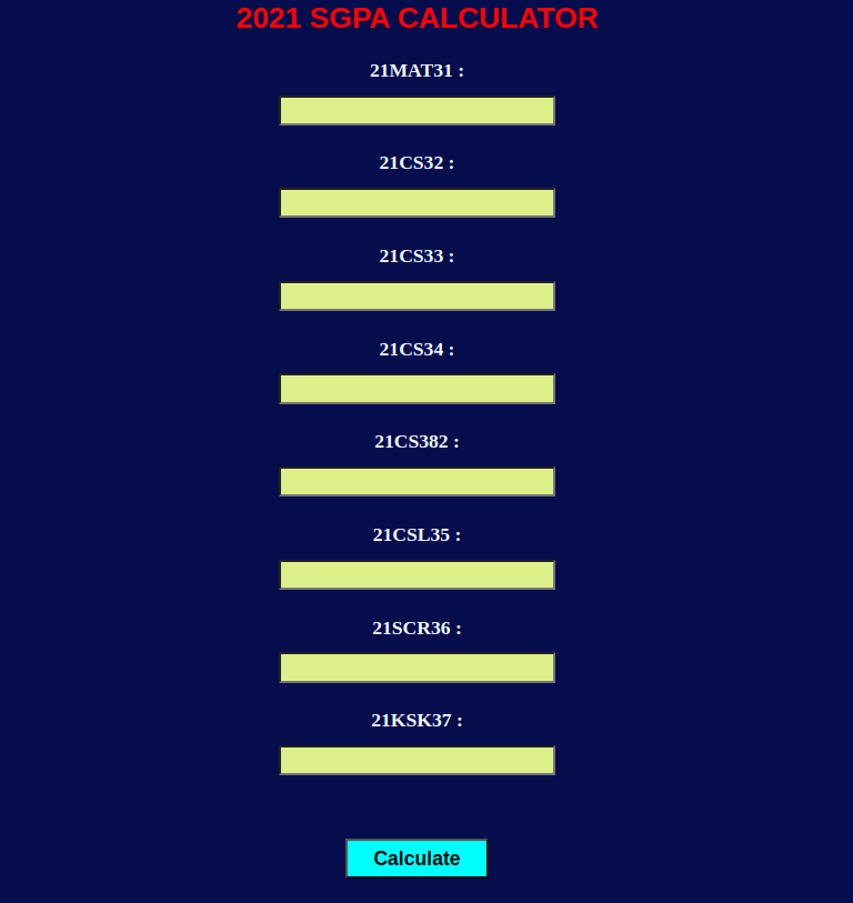 SGPA Calculator